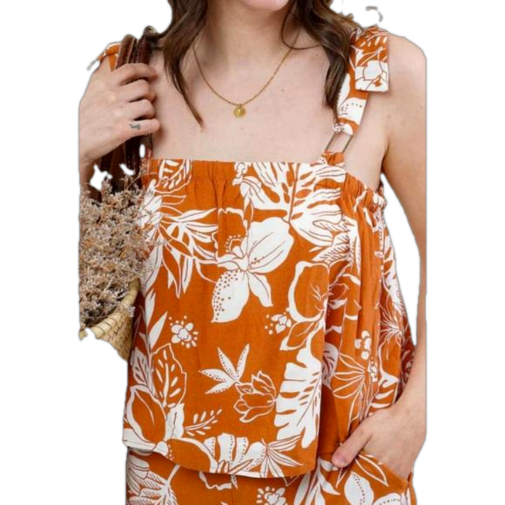 Paper Crane Tropical Print Crop Top